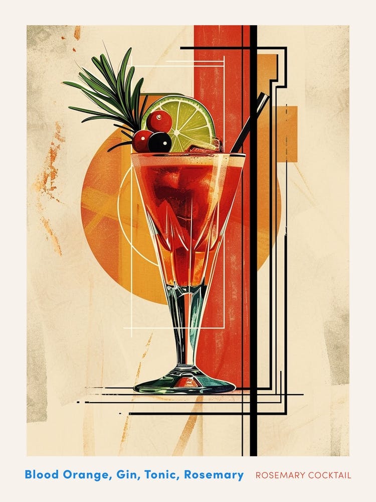 Art Deco Rosemary Cocktail 1 Poster