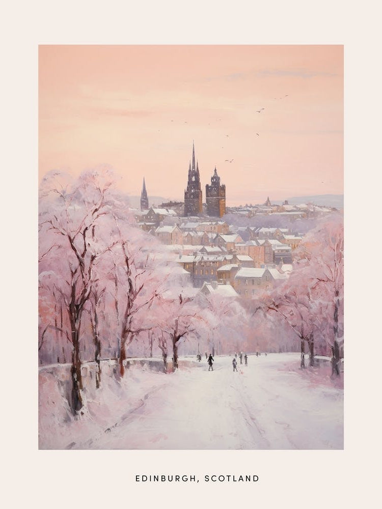 Dreamy Winter Painting Poster Edinburgh Scotland 1