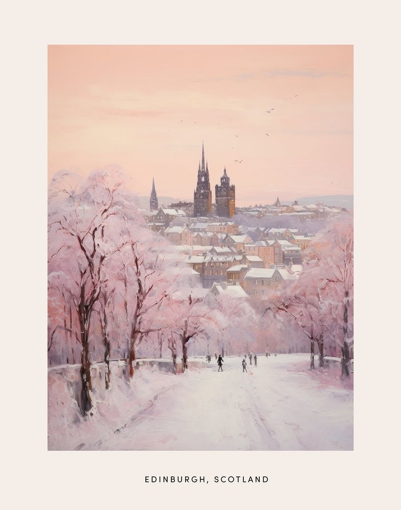 Dreamy Winter Painting Poster Edinburgh Scotland 1
