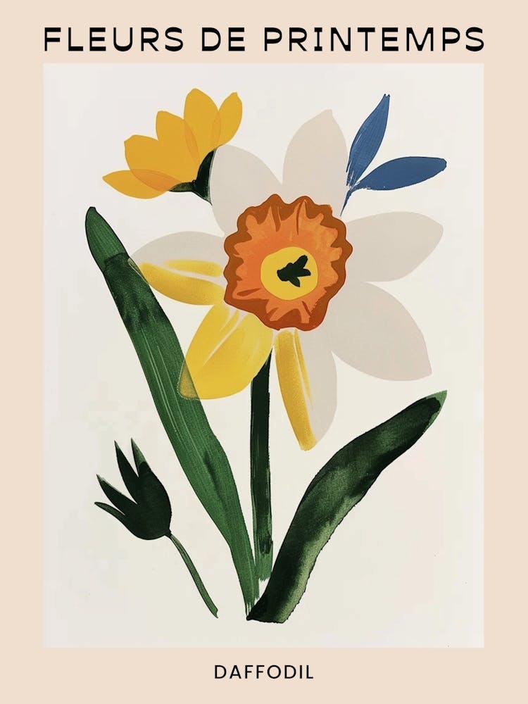 Spring Floral French Poster  Daffodil 4