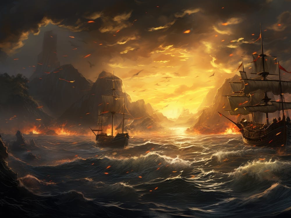 Pirate Ships In The Sea