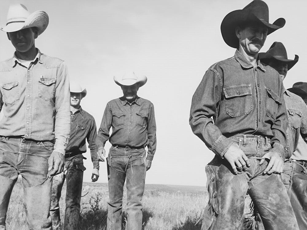 Cowboys Walking, Western Aesthetic, Vintage Black and White Old Photo