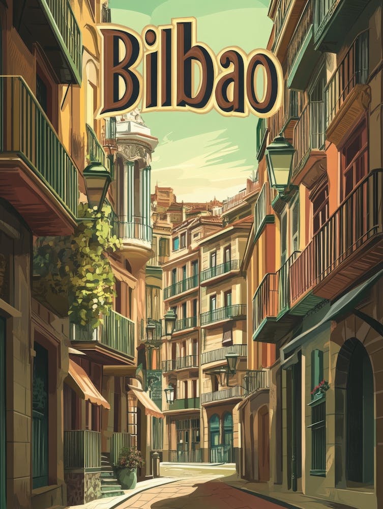 Aihrgdesign A Classic 1960s Travel Poster For Bilbao 2