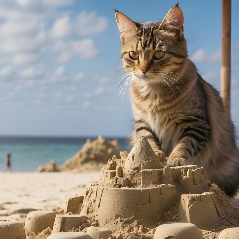 Cat On The Beach