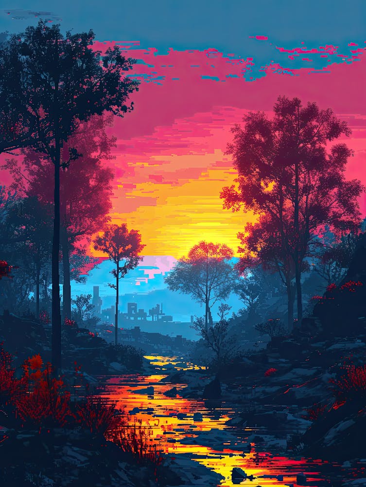 Sunset In The Jungle | Pixel Art Series