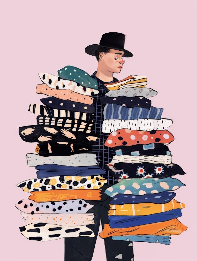 Man With A Stack Of Clothes