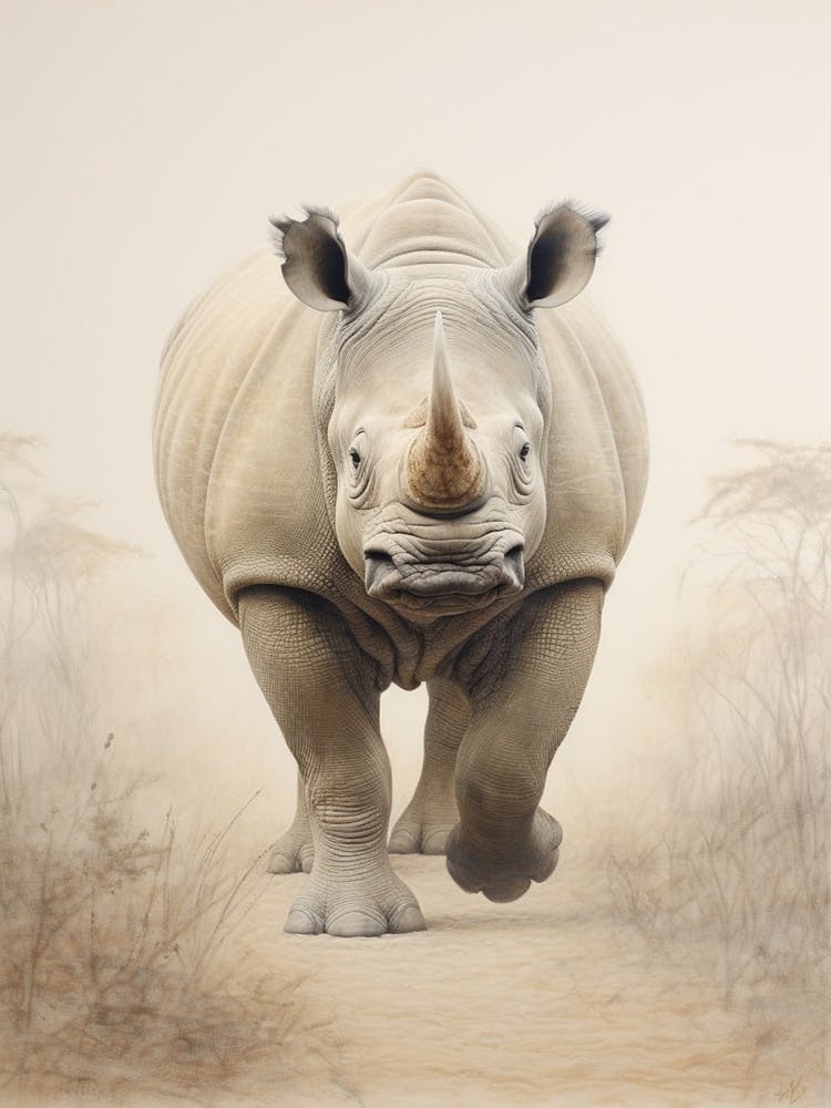 Rhino Walking Portrait 4