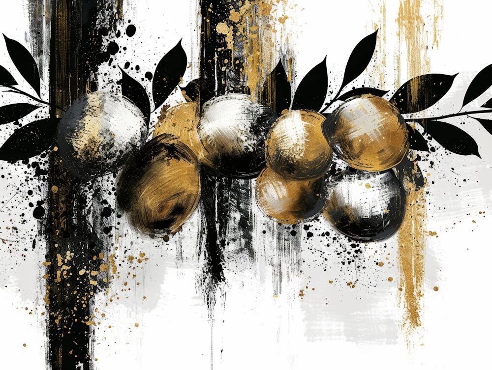Gold And Black Abstract Painting 121