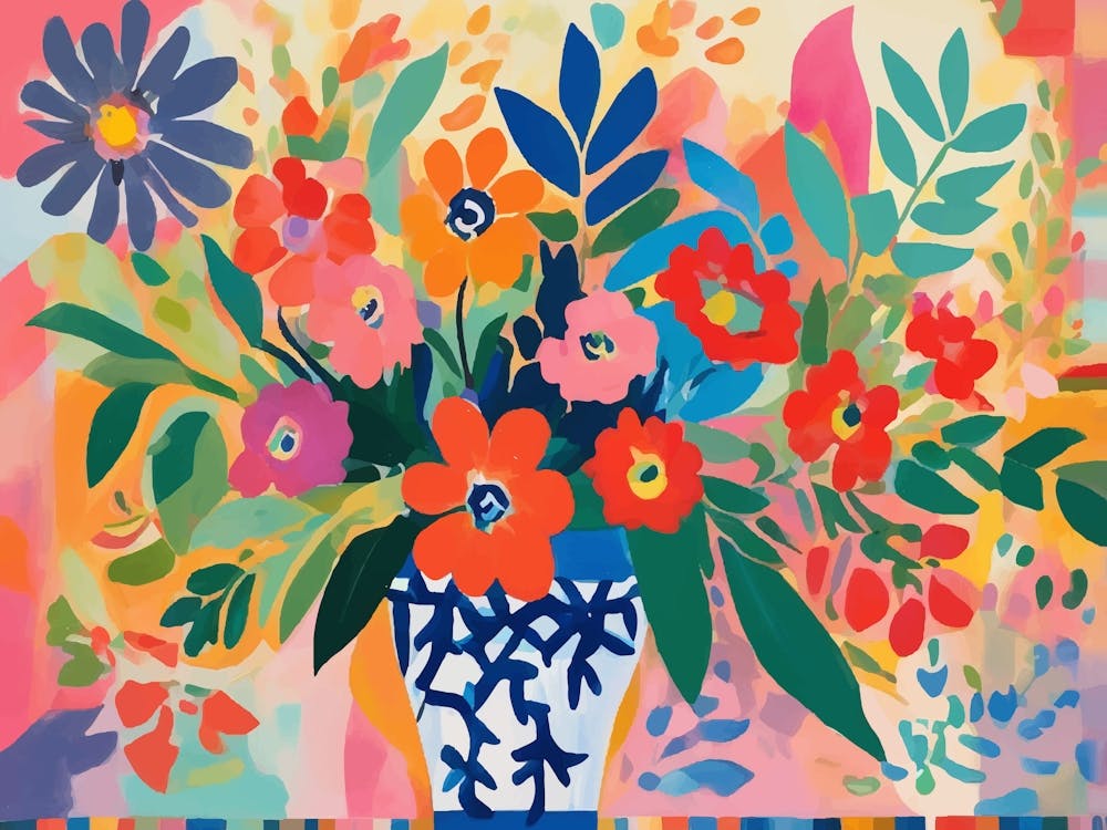 Botanical painting, Flowers In A Vase