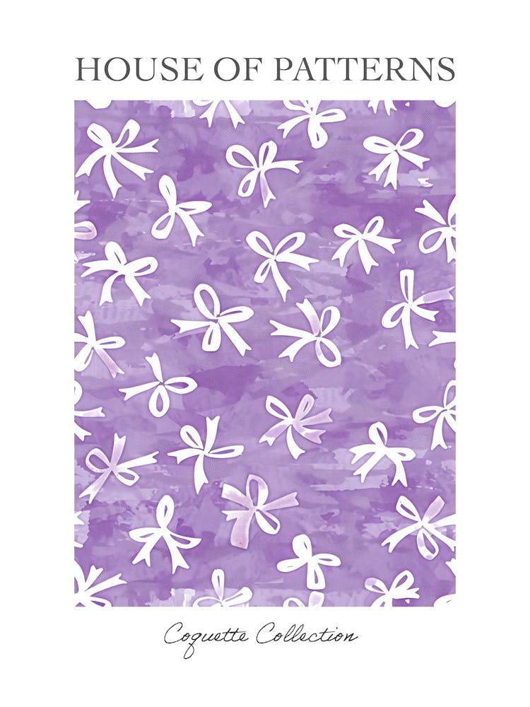 White And Lilac Bows 4 Pattern Poster
