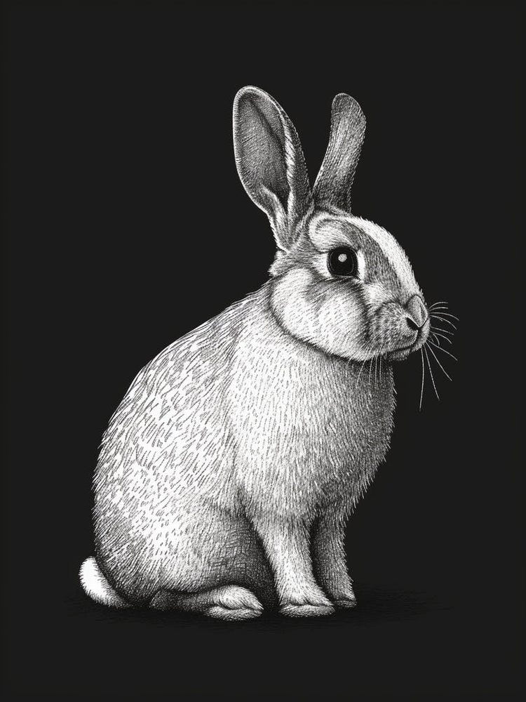 English Lop Blockprint Rabbit Illustration 6