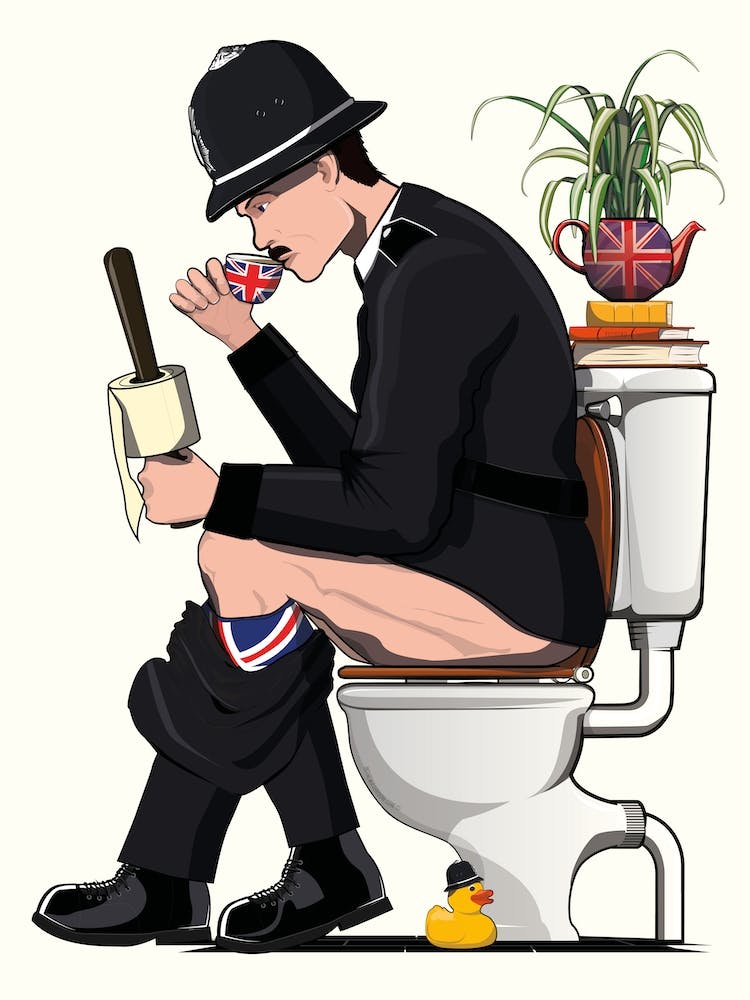 British Policeman on the Toilet
