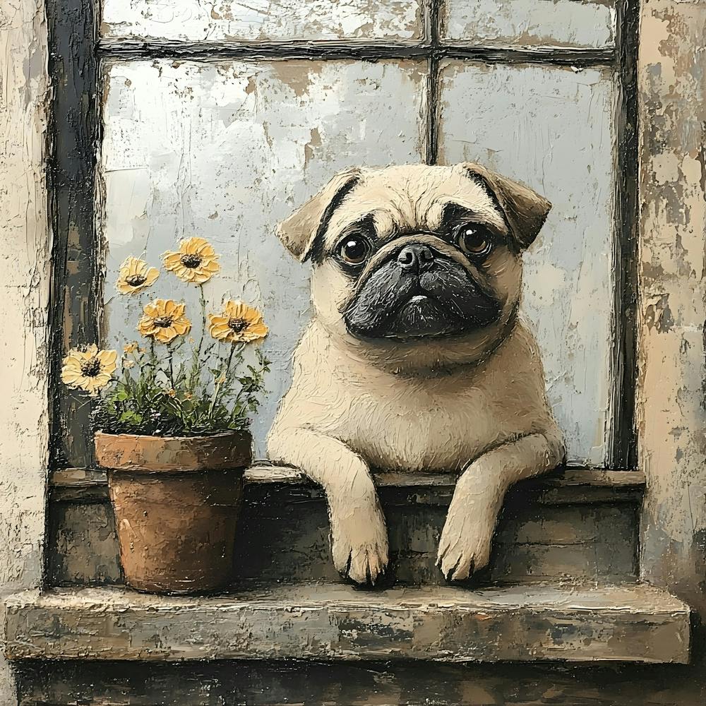 Pug In Window
