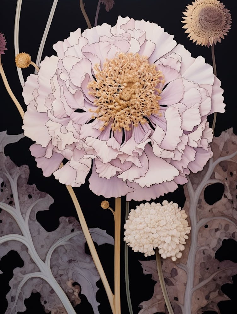 Flower Illustration Scabiosa 1