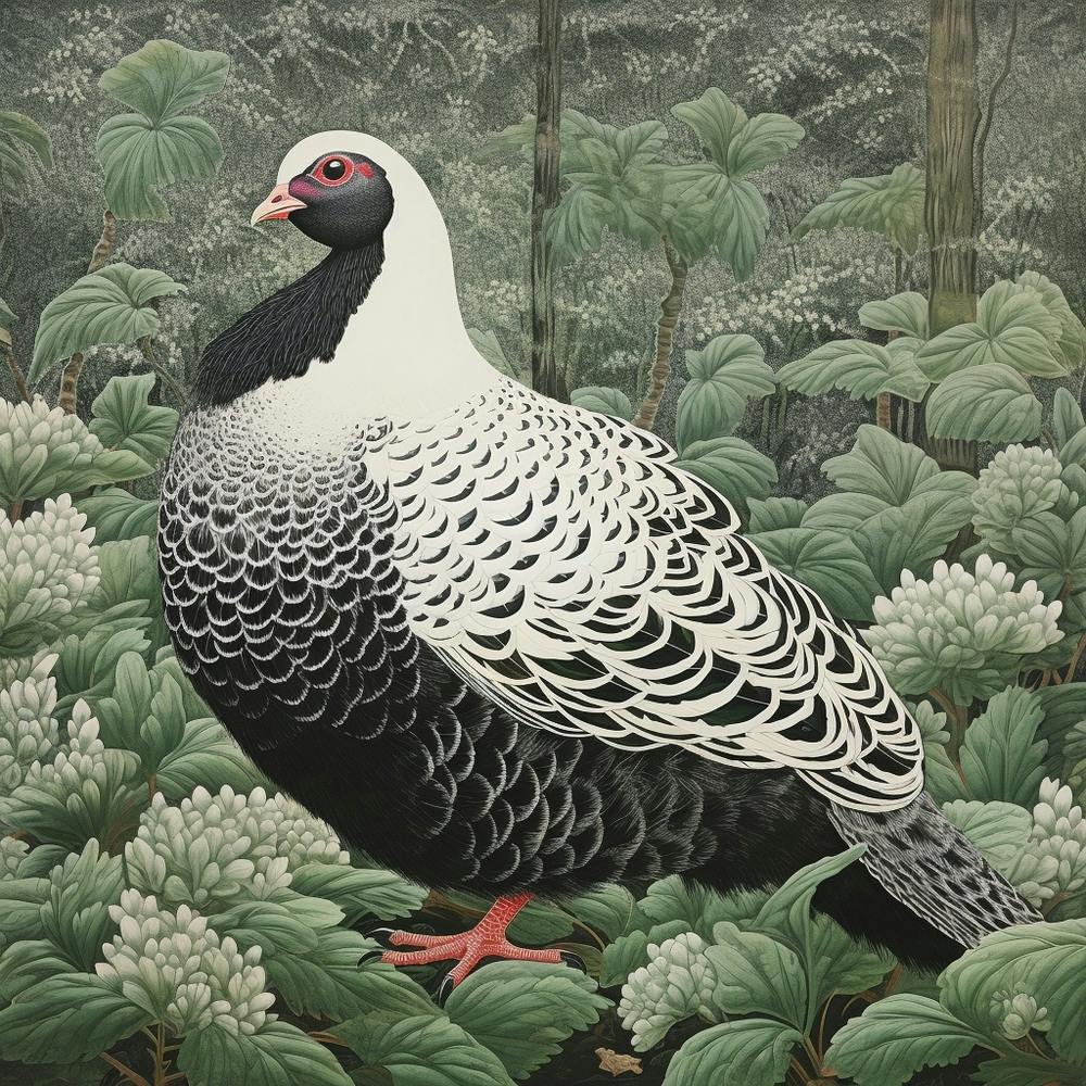 Ohara Koson Inspired Bird Painting Grouse 3 Square