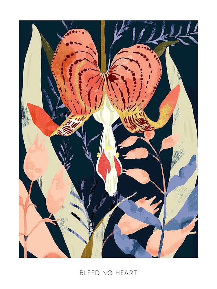 Colourful Flower Illustration Poster Bleeding Heart 6
