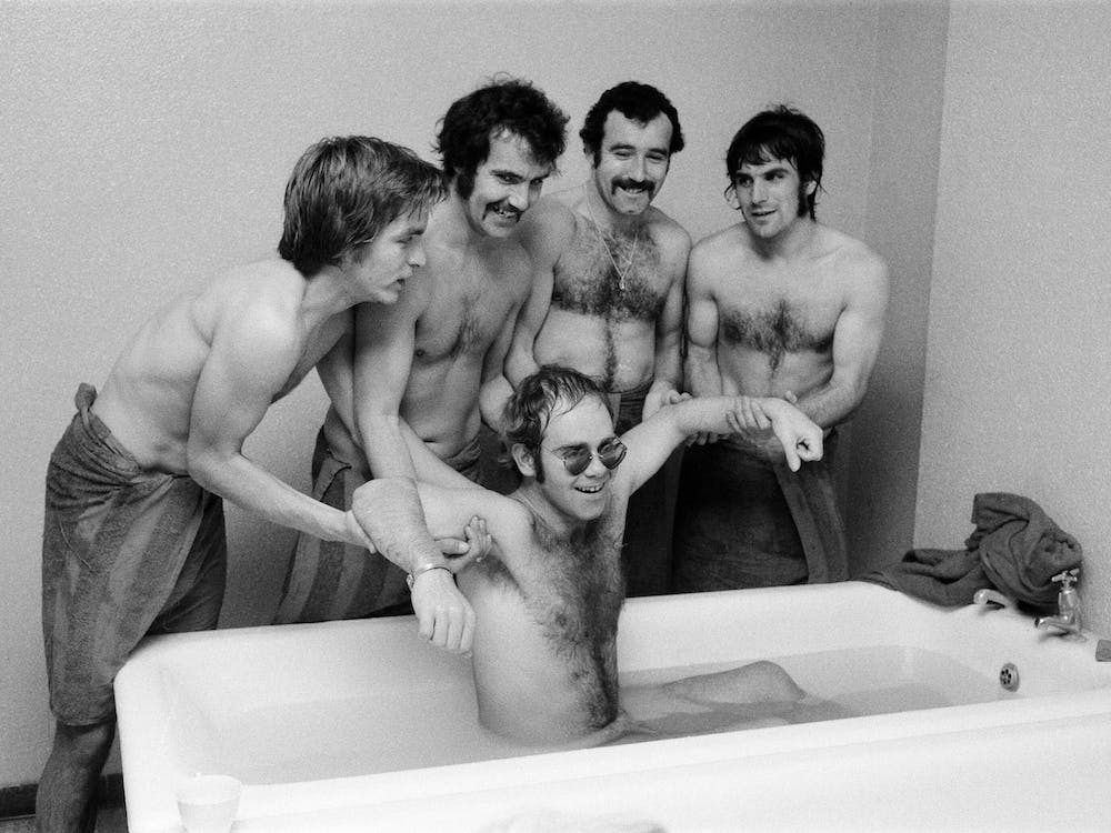 Elton John And Rod Stewart At Watford Fc 1973
