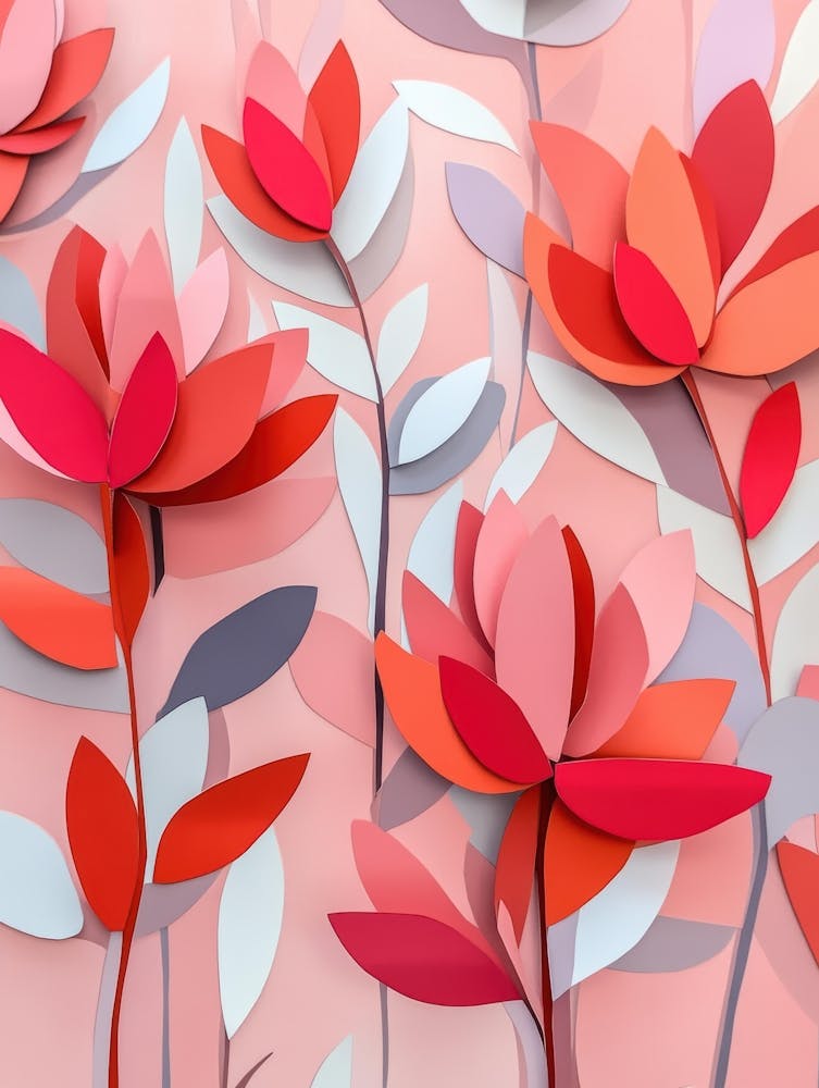 Paper Flowers On Pink Background