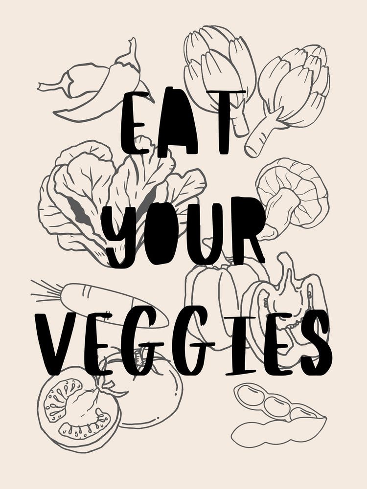 Eat Your Veggies B&W