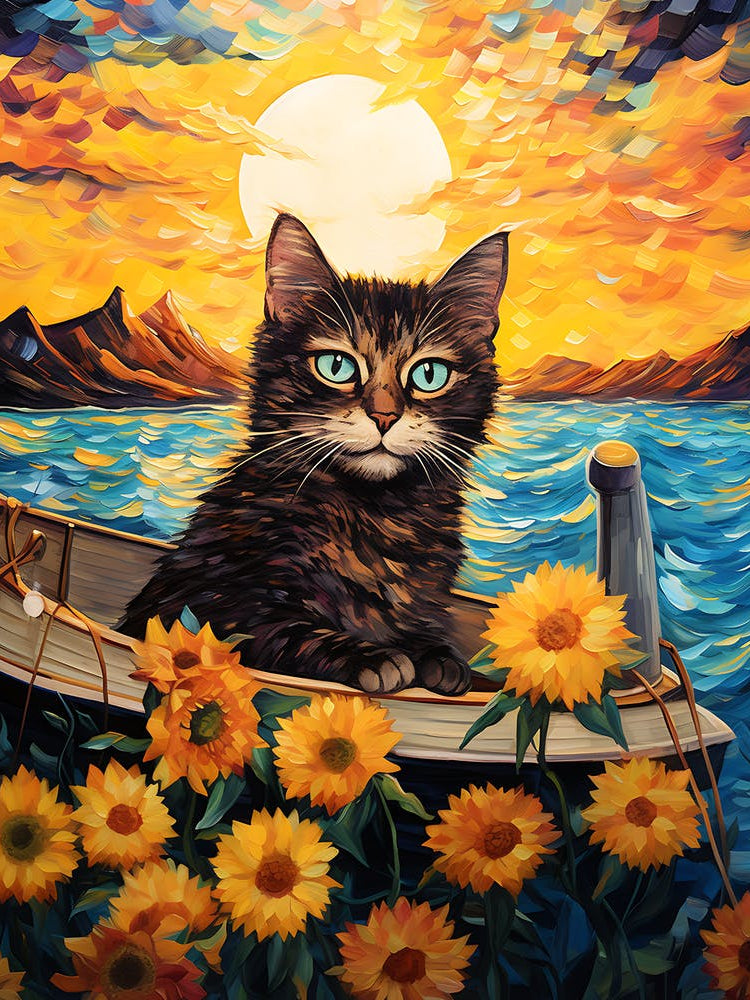 Cat Sunflowers Wall Art 12