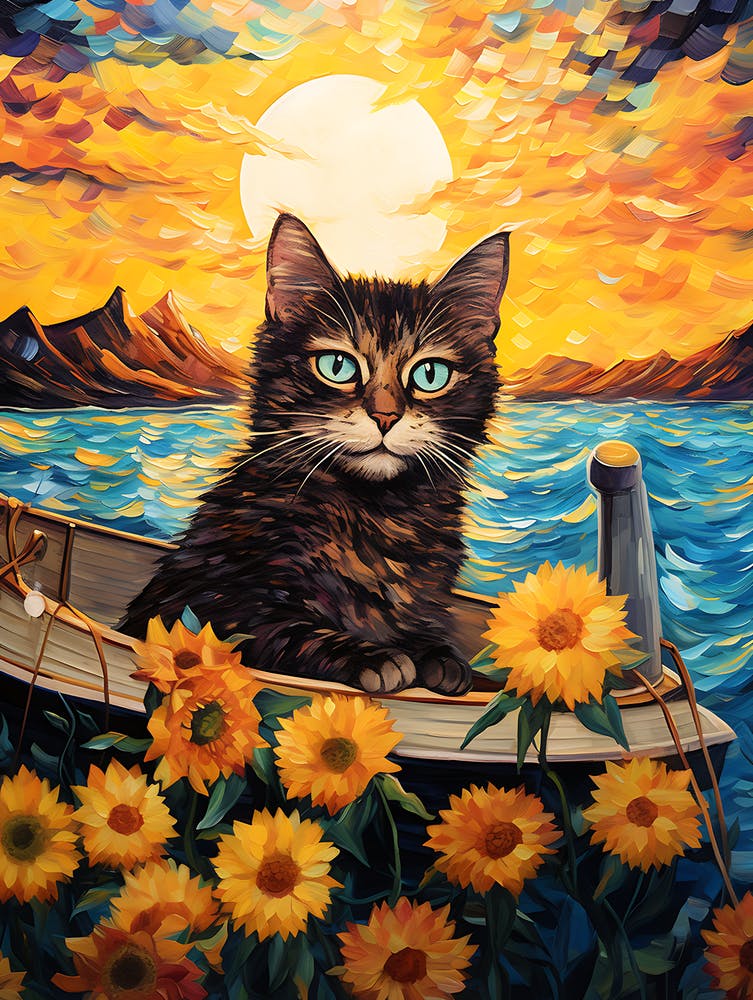 Cat Sunflowers Wall Art 12