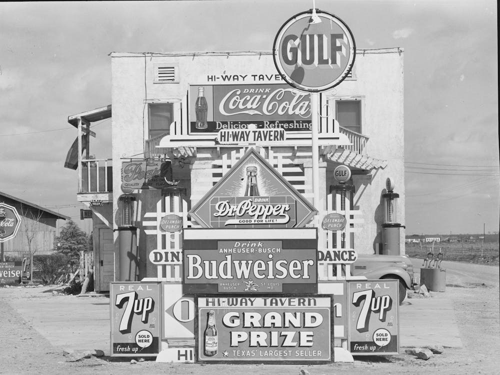 Signs In Front Of Highway Tavern, Crystal City, Texas By Russell Lee