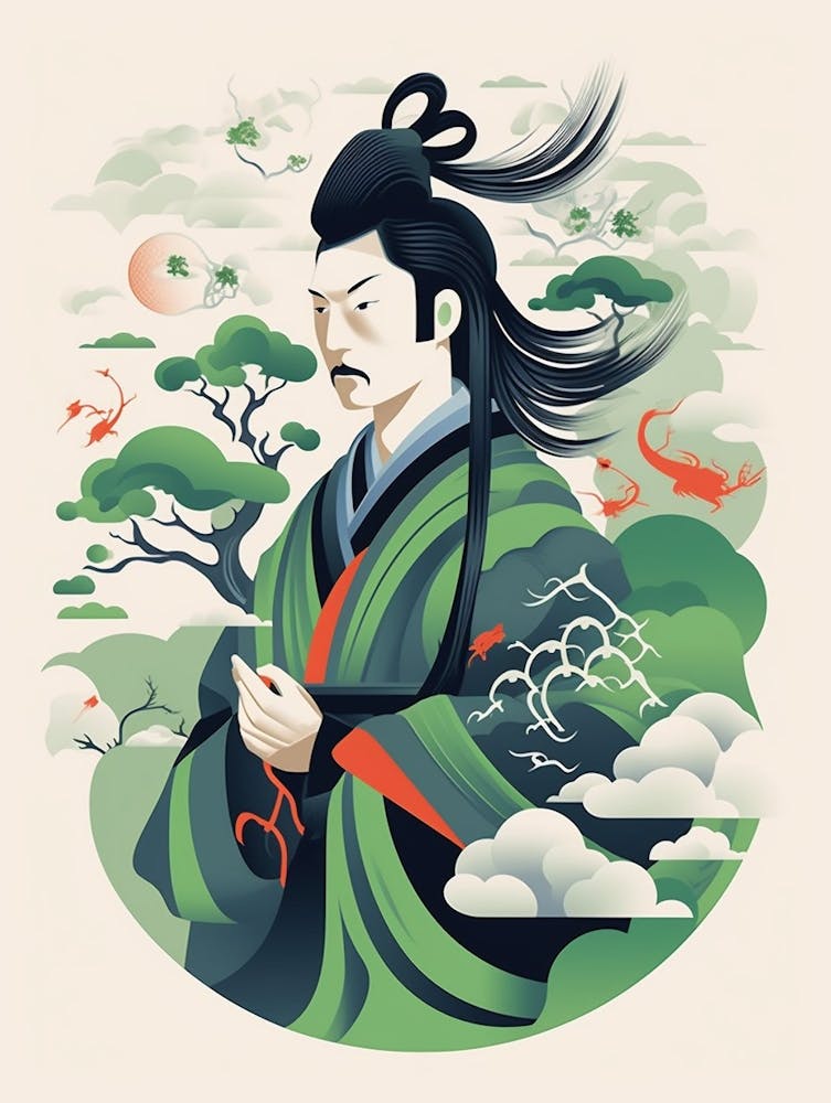 Japanese Fjin Wind God Illustration 10