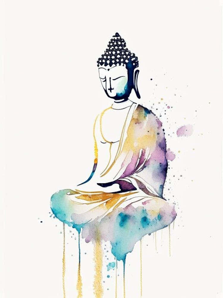 Buddha Symbol 1 Minimal Watercolour