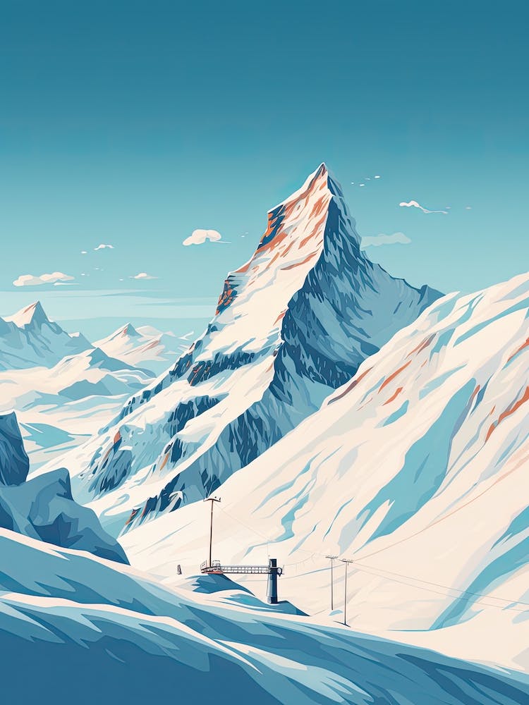 Val D Isere   France, Ski Resort Illustration 2 Simple Style