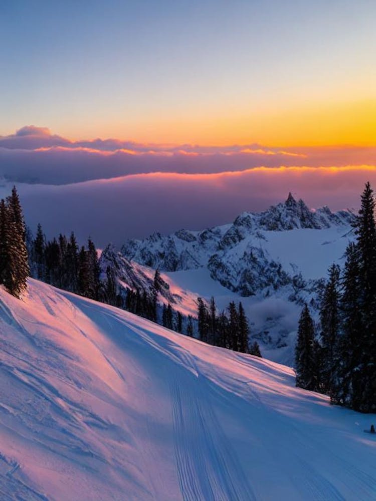 Courmayeur, Italy Sunrise 2 Skiing Poster