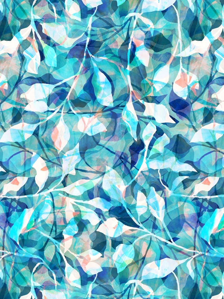 Watercolour Painted Foliage - Ocean
