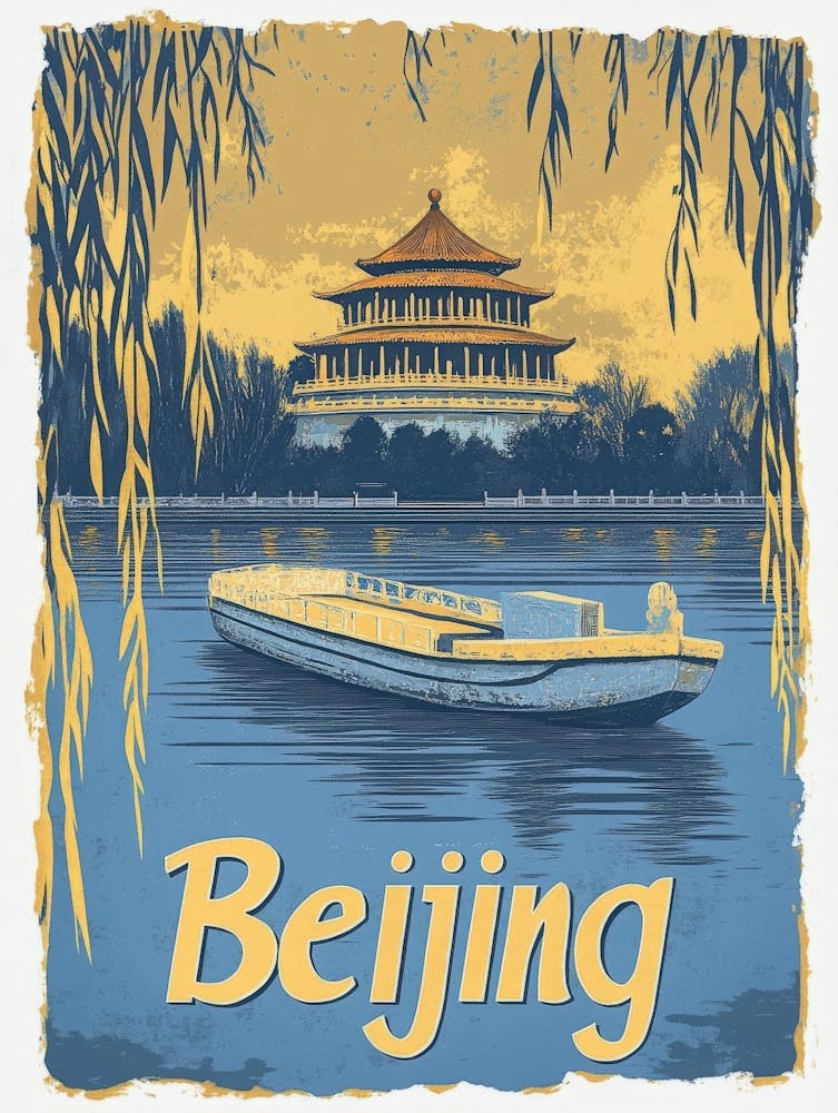 Aihrgdesign A Mid Century Modern Travel Poster For Beijing 2