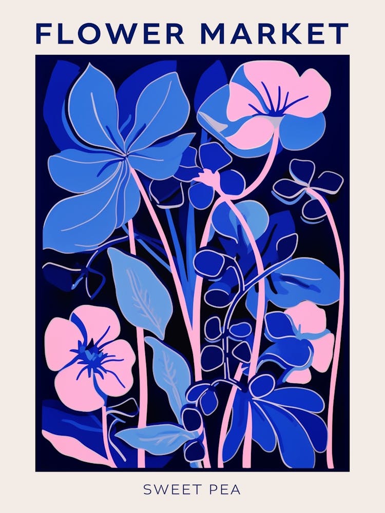 Blauer Blumenmarkt Poster Wicke 1
