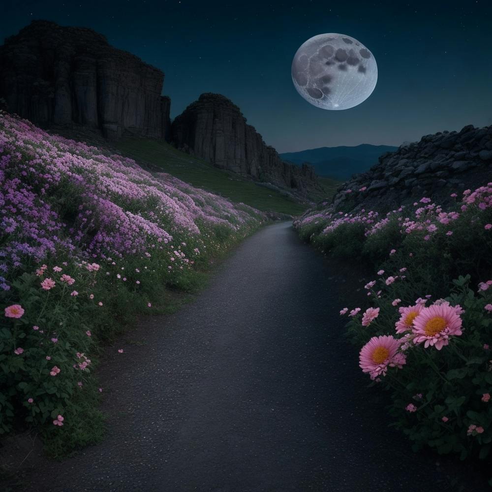 Moonlight Over Flowers