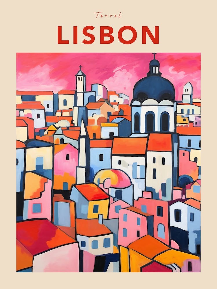 Lisbon Portugal 4 Fauvistisches Reiseposter
