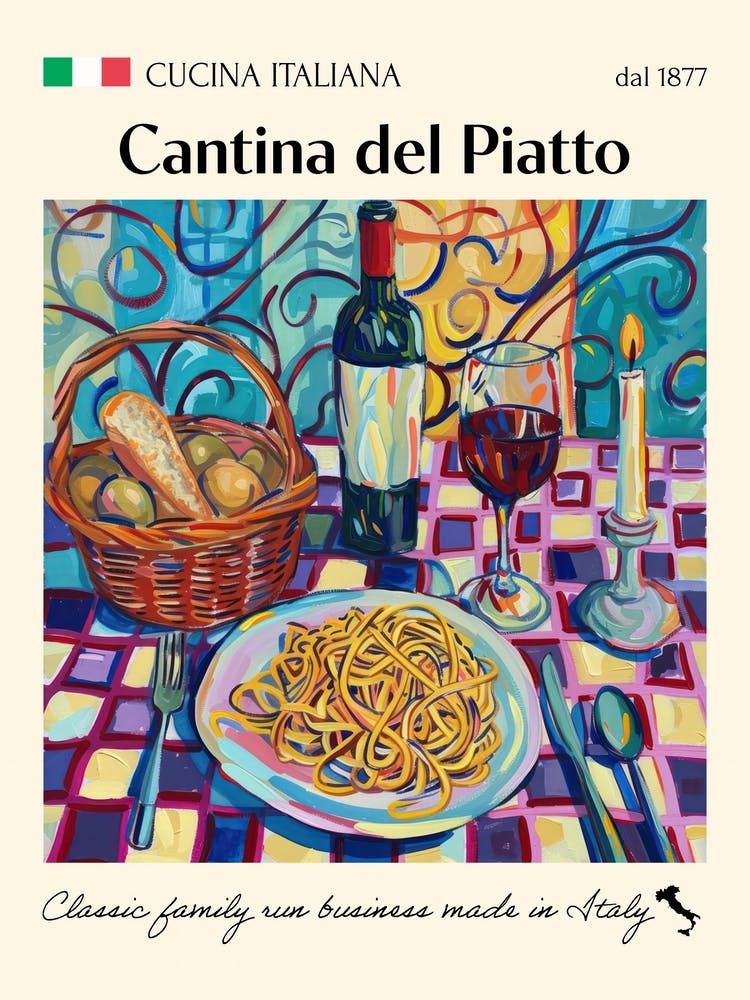Cantina Del Piatto Trattoria Italian Poster Food Kitchen