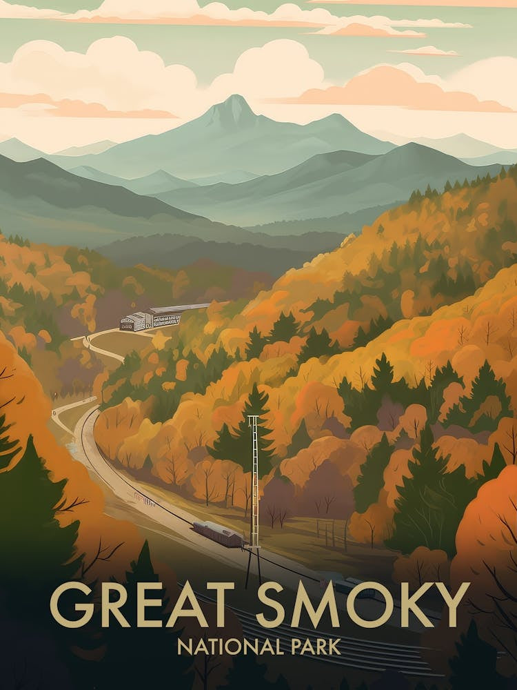 Great Smoky National Park Vintage Travel Poster 1