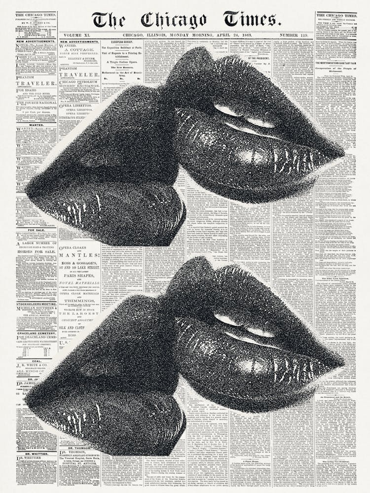 Art Mural Lèvres | Pop Art Rétro Vintage Noir + Blanc | Décoration Tendance | Art Mural Neutre | Années 60 70 | Mignon Féministe Girly