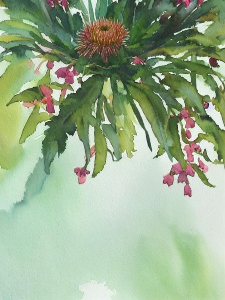 Red Waratah Anemone Storybook Watercolour