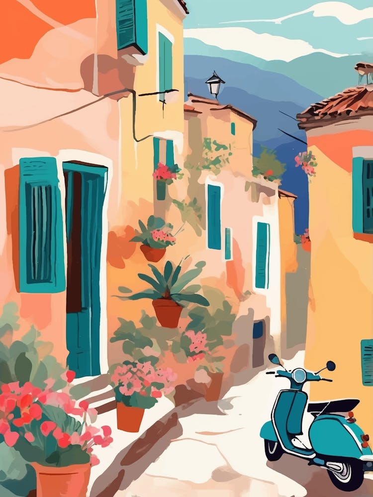 Scène de Rue en Italie avec un Scooter