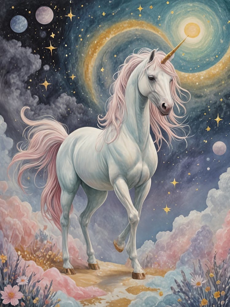 Kosmisches weißes Einhorn Nr. 3
