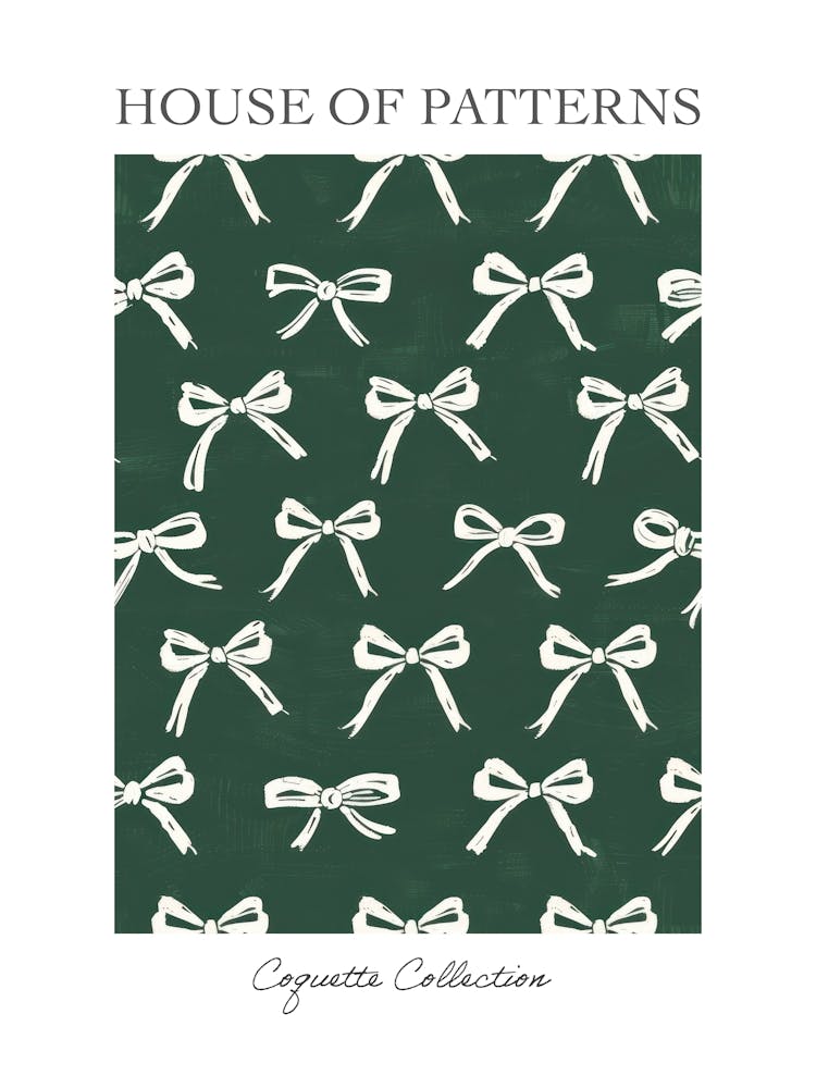 Green And White Bows 4 Pattern Poster