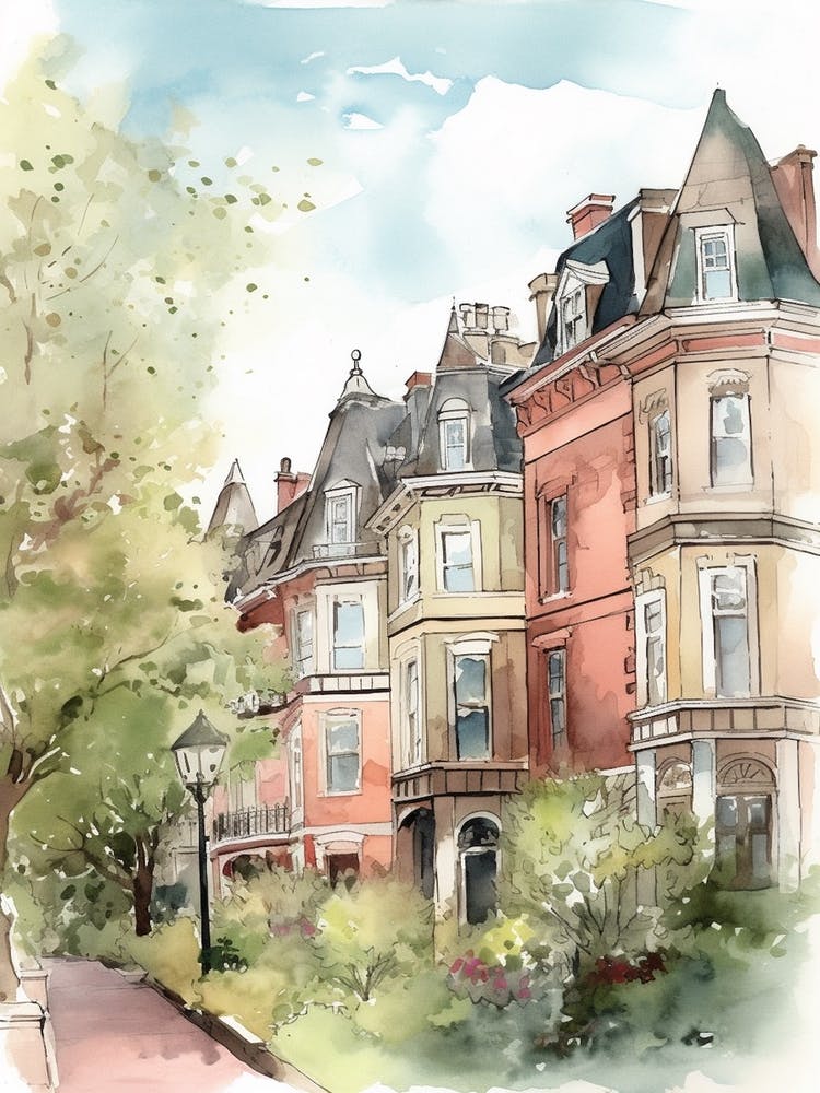 Georgetown Washington Dc Neighborhood, Watercolour 3