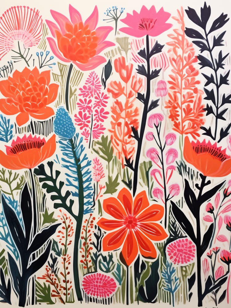 Rote Wildblume Siebdruck