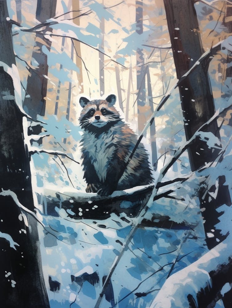 Winter Waschbär 2 Illustration