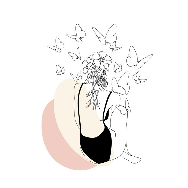 Woman and Butterflies Print