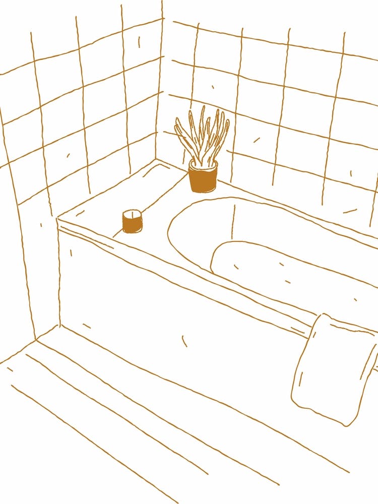 Bath Illustration Brown 