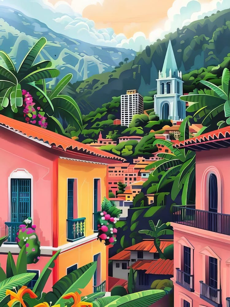 Bogota Print Colombia Illustration Bogota Travel Poster Bogota Painting Floral Print Nostalgia Print(1)