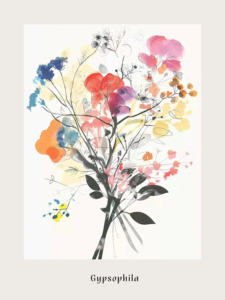 Gypsophila 4 Collage Flower Bouquet Poster
