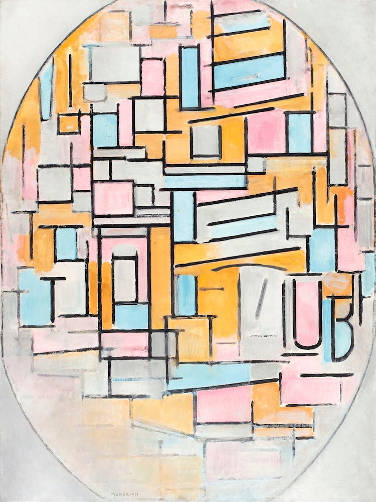 Composition With Oval In Color Planes II (1914), Piet Mondrian